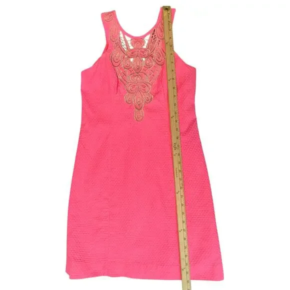 Lilly Pulitzer Pink Embroidered Sheath Dress Size 00 Cutout Back Zipper Lined - Picture 9 of 11